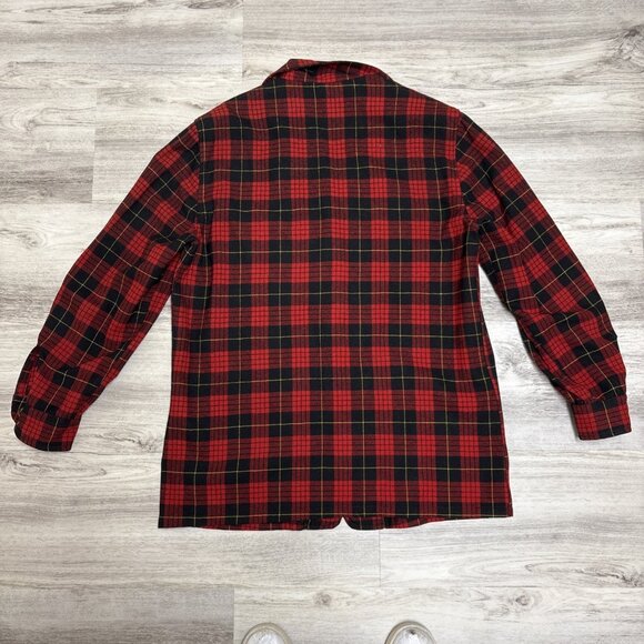 Vtg 50s Pendleton Plaid Sport Coat Wool Jacket Red Tartan Blazer Sz M Christmas - Picture 11 of 13